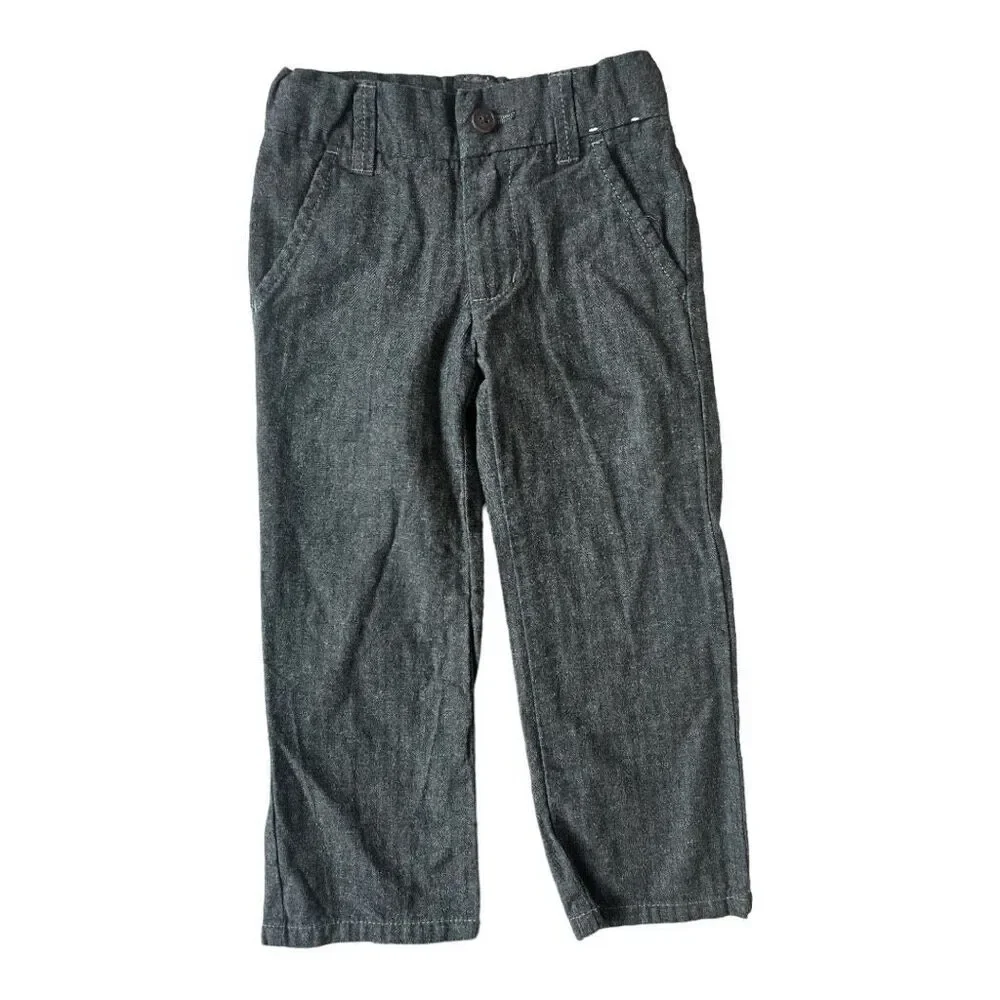 Toddler Boys Gymboree Gray Herringbone Print Dress Pants - Sz 3T